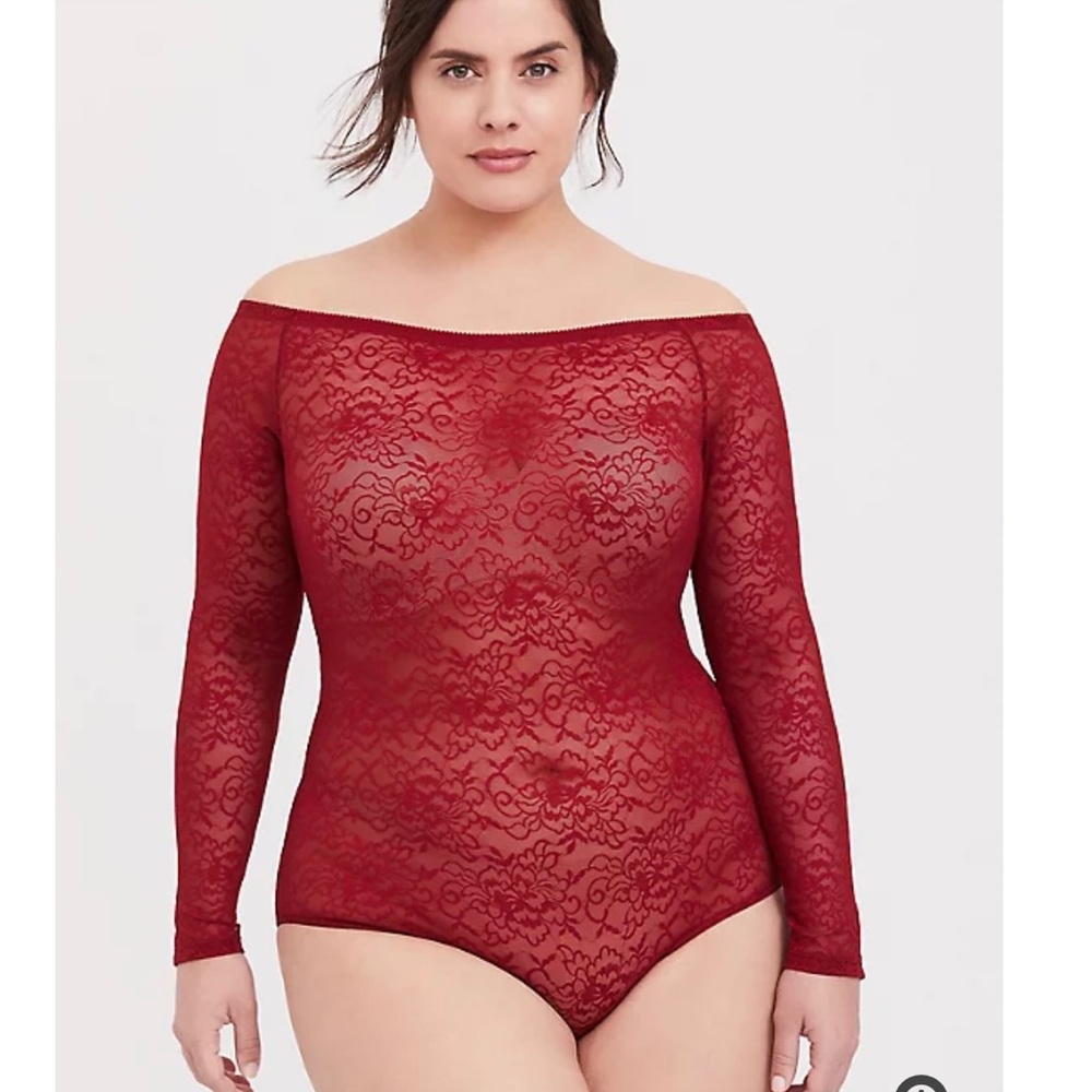 Torrid red lace off the shoulder bodysuit size 4X